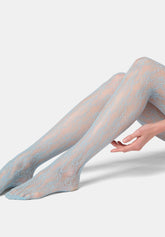 Collant a Rete con Motivo Floreale Rosy Net - Azzurro Cielo 8 - Sky 8 | Oroblù