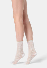 Short Openwork Cotton Mesh Socks - White - White | Oroblù