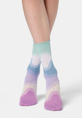 Short Cotton Socks with Wave Pattern - Sky Blue - Sky | Oroblù