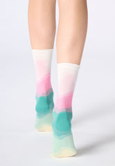Short Cotton Socks with Wave Pattern - Peony Pink - Peony | Oroblù