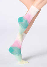 Short Cotton Socks with Wave Pattern - Peony Pink - Peony | Oroblù