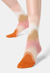Short Cotton Socks with Wave Pattern - Salmon Pink - Salmon | Oroblù