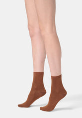 Ankle Socks in Lyocell and Shiny Lamé - Bronze - Bronze | Oroblù