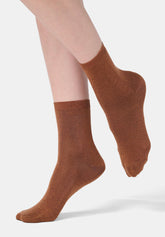 Ankle Socks in Lyocell and Shiny Lamé - Bronze - Bronze | Oroblù