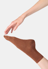Ankle Socks in Lyocell and Shiny Lamé - Bronze - Bronze | Oroblù