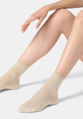 Ankle Socks in Lyocell and Shiny Lamé - Gold - Gold | Oroblù