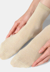 Ankle Socks in Lyocell and Shiny Lamé - Gold - Gold | Oroblù