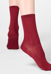 Ankle Sock in Scottish Lisle Fine Rib - Intense Red - Deep red | Oroblù