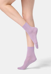 Ankle Sock in Scottish Lisle Fine Rib - Lilac - Lilac | Oroblù
