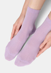 Ankle Sock in Scottish Lisle Fine Rib - Lilac - Lilac | Oroblù