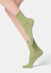 Ankle Sock in Scottish Lisle Fine Rib - Pistachio - Pistacchio | Oroblù
