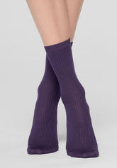 Ankle Sock in Scottish Lisle Fine Rib - Violet 25 - Violet 25 | Oroblù