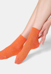 Short Jacquard Cotton Socks with Flowers - Salmon Pink - Salmon | Oroblù