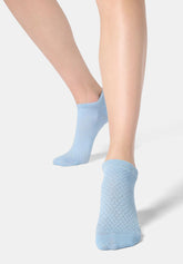 Socquette sneakers en coton motif jacquard Little Texture - Bleu Ciel - Sky | Oroblù