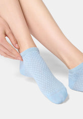 Socquette sneakers en coton motif jacquard Little Texture - Bleu Ciel - Sky | Oroblù