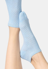 Socquette sneakers en coton motif jacquard Little Texture - Bleu Ciel - Sky | Oroblù