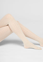 Strumpfhose aus weichem Lyocell Texture Grace - Wollweiß - Wool | Oroblù