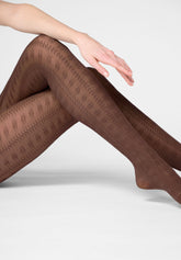 Collant en Lyocell doux Texture Grace - Chocolat 3 - Chocolate 3 | Oroblù