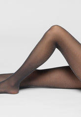Lamé Tights with Raised Motif Spark Texture - Black - Black | Oroblù