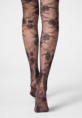 Pure Lace 20 Floral Sheer Knee-Highs - Black - Black | Oroblù