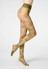 Collant semi-Velato Floreale Pure Lace 20 - Verde - Botanic | Oroblù