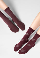 Twins Duo Glitter Opaque Short Socks Two-Pack - Bordeaux 11 - Bordeaux 11 | Oroblù