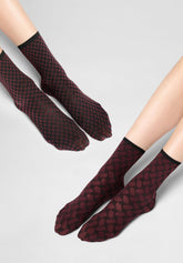 Calzino Corto Coprente Twins Dual Texture Bipack - Bordeaux 11 - Bordeaux 11 | Oroblù
