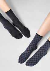 Chaussettes courtes opaques Twins Dual Texture Bipack - Hematite - Hematite 1 | Oroblù