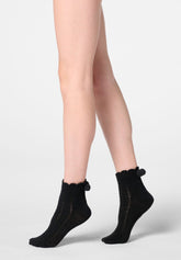 Soft Knit Short Socks - Black - Black | Oroblù