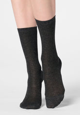 Gerippte Viskose-Socke Rib Glow - Anthrazit - Anthracite | Oroblù