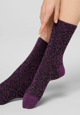Short Warm Cotton Socks with Lamé Details Glam Spots - Violet - Violet | Oroblù