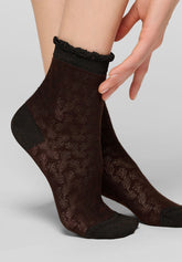 Calzino Corto Bloom Knit - Cioccolato - Chocolate | Oroblù