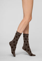 Short Socks Velvet Dots - Chocolate - Chocolate | Oroblù