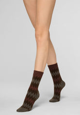 Short Socks Velvet Tweed - Chocolate - Chocolate | Oroblù