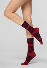 Calzino Corto Velvet Tweed - Rosso Intenso - Deep red | Oroblù