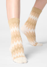 Short Socks Velvet Tweed - Wool White - Wool | Oroblù