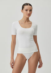 Half Sleeve Dolcevita Sweater - White - White | Oroblù
