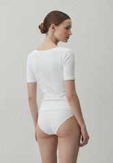 Half Sleeve Dolcevita Sweater - White - White | Oroblù
