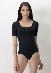 Half Sleeve Dolcevita Sweater - Black - Black | Oroblù