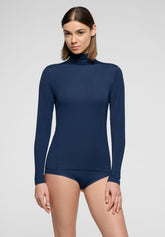 Maglia Dolcevita Manica Lunga in Modal Elasticizzato Perfect Line - Blu Marino 2 - Marine 2 | Oroblù