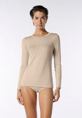 Maglia Manica Lunga in Cotone e Modal Perfect Line Cotton - Sabbia - Sand | Oroblù