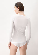 Maglia Manica Lunga in Modal Elasticizzato Perfect Line Rib - Bianco - White | Oroblù