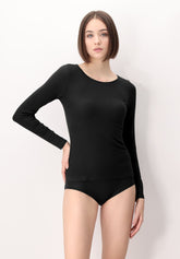 Maglia Manica Lunga in Micromodal e Cashmere Perfect Cashmere - Nero - Black | Oroblù