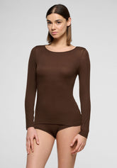 Micromodal and Cashmere Long Sleeve Sweater Perfect Cashmere - Chocolate 3 - Chocolate 3 | Oroblù