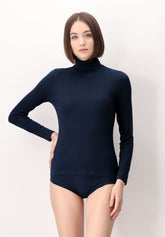 Maglia Dolcevita Manica Lunga in Micromodal e Cashmere Perfect Cashmere - Blu - Blue | Oroblù