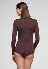 Pull--a-col-roul-e-en-cachemire-micromodal-et-parfait--a-manches-longues - Chocolat 3 - Chocolate 3 | Oroblù