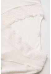 Maglia Scollo V Manica Lunga in Modal e Cashmere con Pizzo Perfect Cashmere - Avorio - Ivory | Oroblù