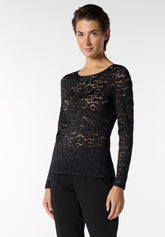 Maglia Manica Lunga In Pizzo Glamour Lace - Nero - Black | Oroblù