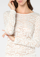 Maglia Manica Lunga In Pizzo Glamour Lace - Burro - Butter | Oroblù