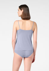 Thin Shoulder Tank Top in Stretch Modal Perfect Line - Grey Blue - Crystal grey | Oroblù